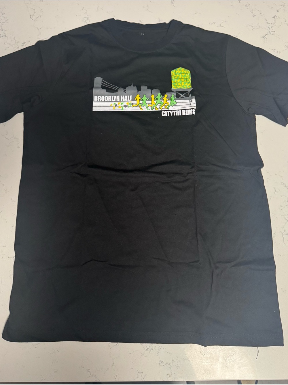 Black 'Brooklyn Half' Graphic Crewneck T‑Shirt